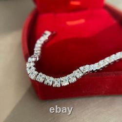 12 CT Radiant Lab Created Diamond Tennis Bracelet 14K White Gold Plated Silver