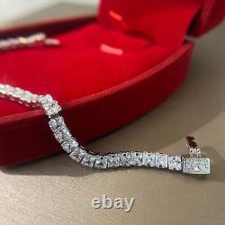 12 CT Radiant Lab Created Diamond Tennis Bracelet 14K White Gold Plated Silver