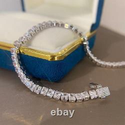 12 CT Radiant Lab Created Diamond Tennis Bracelet 14K White Gold Plated Silver