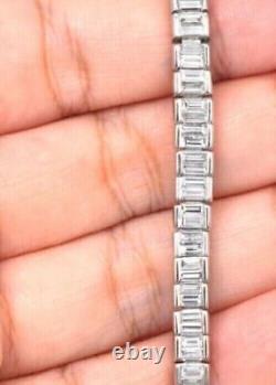 13 Ct Baguette Cut Diamond Lab-Created Tennis Bracelet 14K White Gold Plated