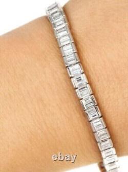 13 Ct Baguette Cut Diamond Lab-Created Tennis Bracelet 14K White Gold Plated