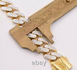 13mm Miami Cuban Royal Link Diamond Cut Bracelet Real 10K Yellow White Gold
