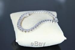 $14500 18K White Gold 4.50ct GVS White Round Diamond Tennis Chain Bracelet 6.75