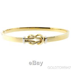 14K Bangle Yellow+White Gold Shiny Loop Top Fancy with Clasp