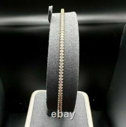 14K Solid Rose Gold Stackable 1.55ct Round Diamond Pave Bangle Bracelet