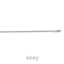 14K Solid White Gold Rolo Link Chain Bracelet 7