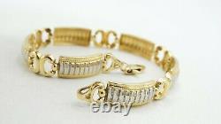 14K Two Tone Gold Yellow & White Domed Link Dia Cut 7.5 8mm 11.7g S3003