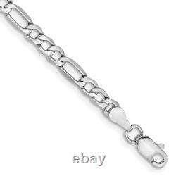 14K White Gold 7 inch 3.5mm Semi-Solid Figaro with Lobster Clasp Bracelet