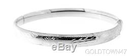 14K White Gold 8mm Florentine Round Dome Classic Bangle with Clasp Size 7 or 8