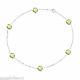14K White Gold Anklet Bracelet With Peridot Gemstones 9 Inches