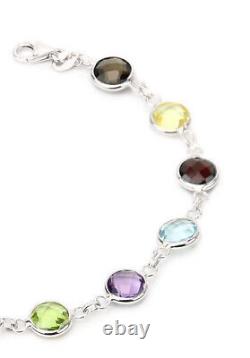 14K White Gold Bracelet With Checkerboard Cut Gemstones 7.5 Inches