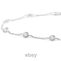 14K White Gold Bracelet With Round Shaped Cubic Zirconia 7.5 Inches