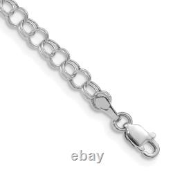 14K White Gold Double Link Chain Charm Bracelet