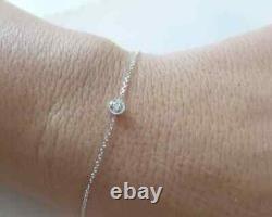 14K White Gold FN 0.50Ct Round Cut Lab Created Diamond Minimalist Women Bracelet
