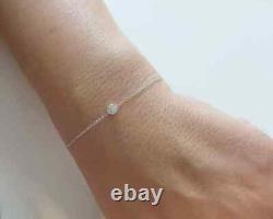 14K White Gold FN 0.50Ct Round Cut Lab Created Diamond Minimalist Women Bracelet