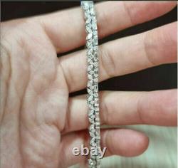 14K White Gold Finish 8.66CT Baguette Simulated Diamond Tennis Bracelet