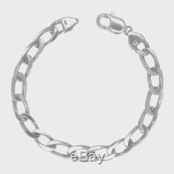 14K White Gold Heavy 9.25 Oval Cuban Style Link Chain Bracelet 42.8 grams 9 mm