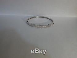 14K White Gold PAVE Set Diamond Bangle BRACELET 13.8 g