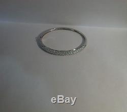 14K White Gold PAVE Set Diamond Bangle BRACELET 13.8 g