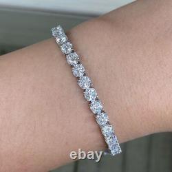 14K White Gold Plated 10 CTW Moissanite 4mm Round 8 Tennis Wedding Bracelet