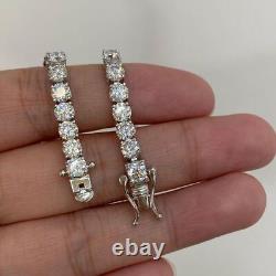 14K White Gold Plated 10 CTW Moissanite 4mm Round 8 Tennis Wedding Bracelet