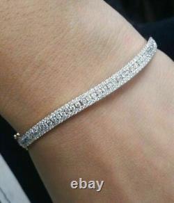 14K White Gold Plated 5CT Round Lab-Created Diamond Women's Bangle Bracelet