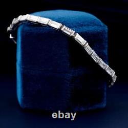 14K White Gold Plated 5Ct Baguette Cut Lab-Created Diamond Women Tennis Bracelet