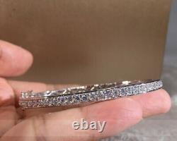 14K White Gold Plated 6CTW Round Cut Certified D/VVS1 Moissanite Bangle Bracelet