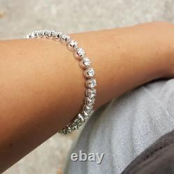 14K White Gold Plated 7Ct Round Cut Lab Created Diamond Tennis Bracelet 7.5In