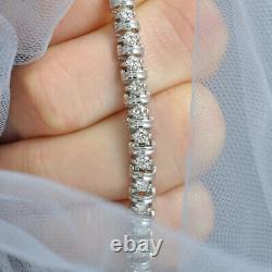 14K White Gold Plated Diamond 5Ct Round Cut Lab-Created Women's Tennis Bracelet