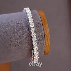 14K White Gold Plated Moissanite Women's Wedding 8 Tennis Bracelet 4mm Round