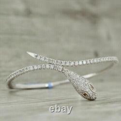14K White Gold Plated Round Diamond Lab Created Women's Fancy Bangle Bracelet