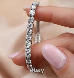14K White Gold Plated Silver 7.5Ct Round Cut Lab Created Diamond Tennis Bracelet