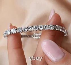 14K White Gold Plated Silver 7.5Ct Round Cut Lab Created Diamond Tennis Bracelet