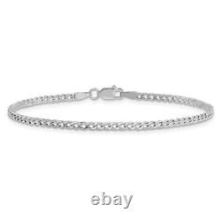 14K White Gold Semi-Solid Curb Bracelet with Lobster Clasp 7 inch 2.5mm