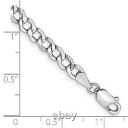 14K White Gold Semi-Solid Curb Bracelet with Lobster Clasp 7 inch 4.3mm