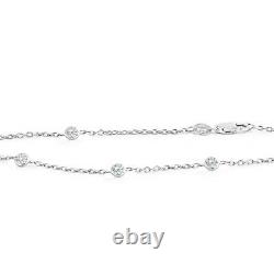14K White Gold Station Bracelet With Diamonds By The Yard 7.5 Inches