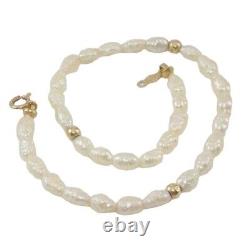 14K Yellow Gold Baroque Pearl Bead Ball Bracelet 7