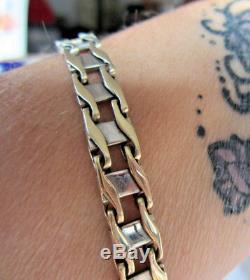 14K Yellow & White Gold Custom Made Link Bracelet Unisex Men's Woman