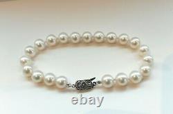14ct White Gold Absolute Freshwater Pearls Bracelet 2014 8mm 21cm 16.9g AAA. 585
