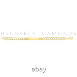 14k Gold Pave ID Bracelet in Two-Tone Polished Chain with Lobster Clasp 10mm 8.5