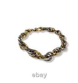 14k Gold and White Gold Oval Link 7 Inch Bracelet Beautiful Condition