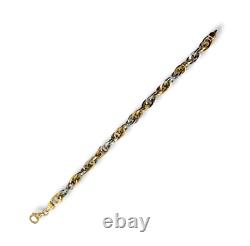 14k Gold and White Gold Oval Link 7 Inch Bracelet Beautiful Condition