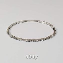 14k Solid White Gold 1.15 Carats Diamond Tennis Bracelet Hinged Bangle