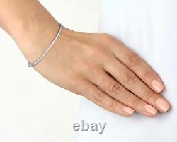 14k Solid White Gold 1.15 Carats Diamond Tennis Bracelet Hinged Bangle
