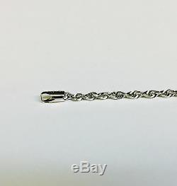 14k Solid White Gold Diamond Cut Rope Chain Bracelet 7 3 mm 4 grams (WR023)
