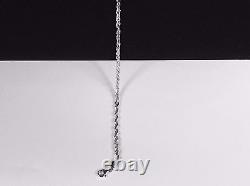 14k Solid White Gold Diamond Cut Rope Chain Bracelet 8 3 mm 4.5 grams (WR023)