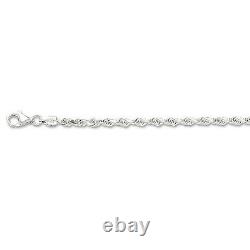 14k Solid White Gold Diamond Cut Rope Chain Bracelet 8 3 mm 4.5 grams (WR023)