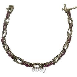 14k Solid White Gold Genuine Ruby Horseshoe Tennis Bracelet