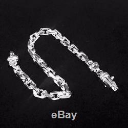 14k Solid White Gold Handmade Anchor Link Mens chain/Bracelet 8 27 grm 5.5MM